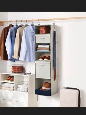 6 Shelf Gray Collasible Fabric Closet Organizer Set & Home Storage